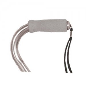 Deluxe Adjustable Cane Offset W/Wrist Strap-Silver