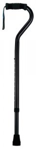 Standard Offset Walking Cane Adjustable Aluminum  Black