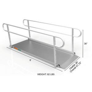 Portable Ramp  Solid Surface 8' w/Handrails Two-Line 3G