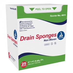 Non-Woven Drain/ IV Sponge 4 x4  6 Ply 25-2/Pk  Sterile