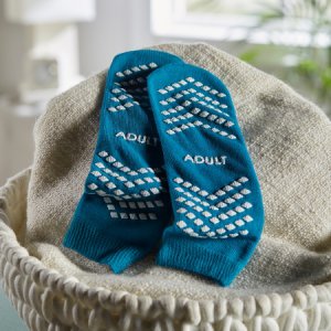 Slipper Socks McKesson Large Teal Above the Ankle