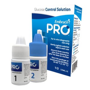 Blood Glucose Control Solution Embrace   Pro Blood Glucose Testing 2 X 4 mL Level 1 & Level 2