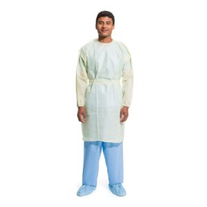 Protective Procedure Gown Halyard Basics X-Large Yellow NonSterile AAMI Level 2 Disposable