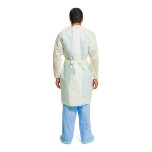 Protective Procedure Gown Halyard Basics X-Large Yellow NonSterile AAMI Level 2 Disposable