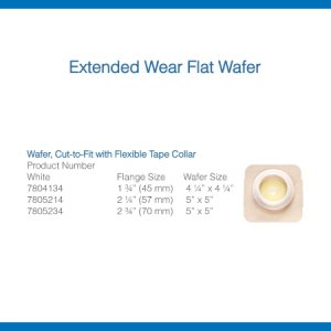Ostomy Barrier Securi-T   Trim to Fit, Extended Wear Adhesive Tape Collar 57 mm Flange Red Code System Up to 1-3/4 Inch Opening 5 X 5 Inch