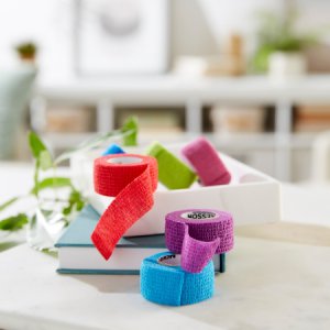 Cohesive Bandage McKesson 1 Inch X 5 Yard Standard Compression Self-adherent Closure Purple / Pink / Green / Light Blue / Royal Blue / Red NonSterile