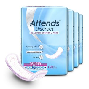 Bladder Control Pad Attends   Discreet Maximum 13 Inch Length Heavy Absorbency Polymer Core One Size Fits Most