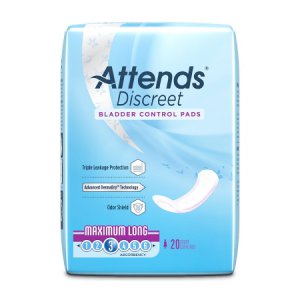 Bladder Control Pad Attends   Discreet 14-1/2 Inch Length Moderate Absorbency Polymer Core One Size Fits Most