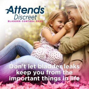 Bladder Control Pad Attends   Discreet 15 Inch Length Moderate Absorbency Polymer Core One Size Fits Most