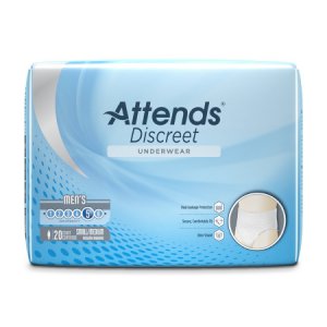 Male Adult Absorbent Underwear Attends   Discreet Pull On with Tear Away Seams Small / Medium Disposable Moderate Absorbency
