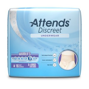 Female Adult Absorbent Underwear Attends   Discreet Pull On with Tear Away Seams X-Large Disposable Heavy Absorbency