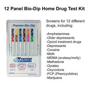 Drugs of Abuse Test Premier Bio-Dip 12-Drug Panel AMP, BAR, BUP, BZO, COC, mAMP/MET, MDMA, MTD, OPI, OXY, PCP, THC 50 Urine Sample 25 Tests CLIA Waived