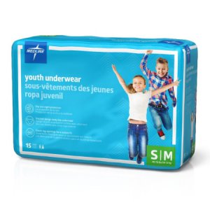 Unisex Youth Absorbent Underwear Pull On with Tear Away Seams Small / Medium Disposable Heavy Absorbency