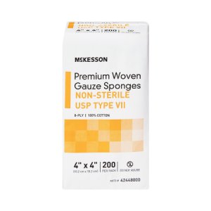 USP Type VII Gauze Sponge McKesson Cotton 8-Ply 4 X 4 Inch Square NonSterile