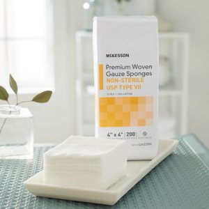 USP Type VII Gauze Sponge McKesson Cotton 12-Ply 4 X 4 Inch Square NonSterile