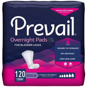 Bladder Control Pad Prevail   Daily Pads Overnight 16 Inch Length Heavy Absorbency Polymer Core One Size Fits Most Adult Female Disposable