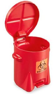Medical Waste Receptacle ULINE   6 gal. Round Red HDPE Step On