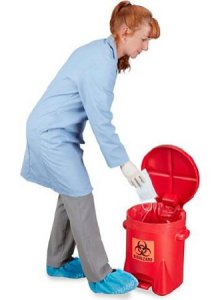 Medical Waste Receptacle ULINE   6 gal. Round Red HDPE Step On
