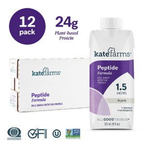 Oral Supplement / Tube Feeding Formula Kate Farms   Peptide 1.5 Plain Flavor Ready to Use 11 oz. Carton