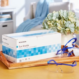 Protective Glasses McKesson Brand Side Shield Clear Tint Blue / Clear Frame Over Ear One Size Fits Most