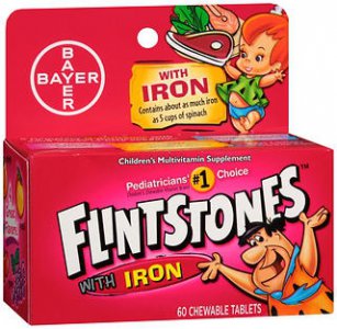Pediatric Multivitamin Supplement Flintstones    with Iron Vitamin A / Ascorbic Acid / Vitamin D / Iron 1300 IU - 60mg - 600 - 15 IU Chewable Tablet 60 per Bottle Assorted Fruit Flavors