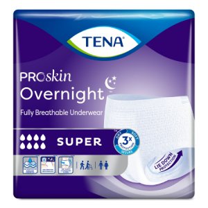 Unisex Adult Absorbent Underwear TENA   ProSkin    Overnight Super Pull On with Tear Away Seams Medium Disposable Heavy Absorbency