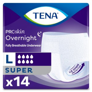 Unisex Adult Absorbent Underwear TENA ProSkin Overnight    Super Protective Pull On with Tear Away Seams Large Disposable Heavy Absorbency
