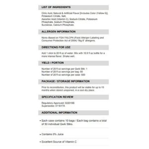 Electrolyte Replenishment Drink Mix Sqwincher   Quik Stik   Zero Lemonade Flavor 0.11 oz.