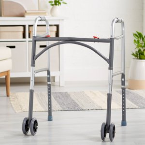 Bariatric Folding Walker Adjustable Height McKesson Steel Frame 500 lbs. Weight Capacity 32 to 39 Inch Height