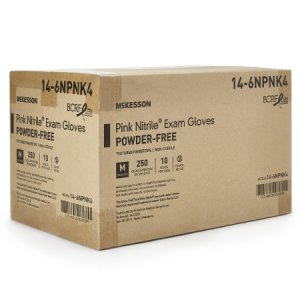 Exam Glove McKesson Pink Nitrile   Medium NonSterile Nitrile Standard Cuff Length Textured Fingertips Pink Not Rated