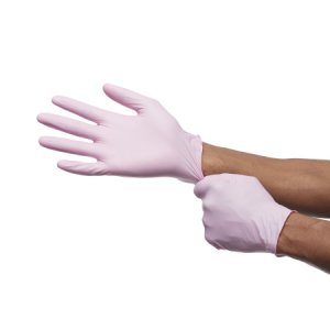 Exam Glove McKesson Pink Nitrile   X-Large NonSterile Nitrile Standard Cuff Length Textured Fingertips Pink Not Rated