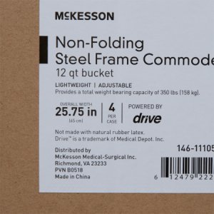 Commode Chair McKesson Fixed Arm Steel Frame Back Bar 13-3/4 Inch Seat Width