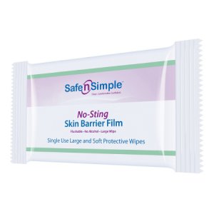 Skin Barrier Wipe Safe N Simple    No-Sting 60% / 20% Strength Purified Water / Polyvinylpyrrolidone / Glycerin / Propylene Glycol Individual Packet Large NonSterile