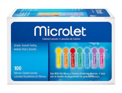 Lancet Microlet   Silicone Coated Lancet Needle 1.8 mm Depth 23 Gauge Push Button Activation