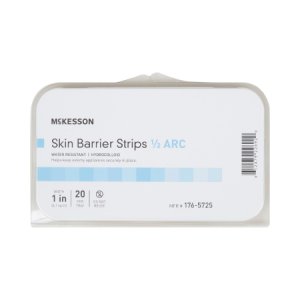 Skin Barrier Strip McKesson Moldable, Standard Wear Adhesive without Tape Without Flange Universal System Hydrocolloid 1/2 Curve 1 Inch W