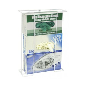 Glove Box Holder Horizontal or Vertical Mounted 3-Box Capacity White 4-1/2 X 11-1/2 X 16 Inch Aluminum