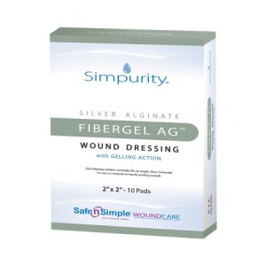 Silver Alginate Dressing Simpurity    Fibergel AG    2 X 2 Inch Square Sterile