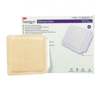 Silicone Foam Dressing 3M    Tegaderm    4 X 4-1/4 Inch Square Silicone Adhesive Without Border Sterile