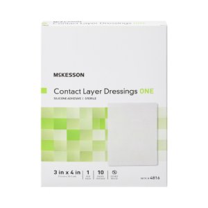 Wound Contact Layer Dressing McKesson 3 X 4 Inch Silicone Rectangle Sterile