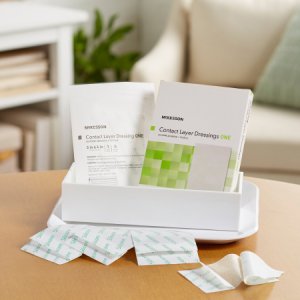 Wound Contact Layer Dressing McKesson 3 X 4 Inch Silicone Rectangle Sterile