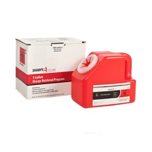 Mailback Sharps Container Sharps Assure 9 L X 5-1/2 W X 7-3/10 H Inch 1 Gallon Red Base / Translucent Lid Vertical Entry