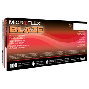 Exam Glove MICROFLEX   Blaze   X-Large NonSterile Nitrile Standard Cuff Length Textured Fingertips Orange Not Rated