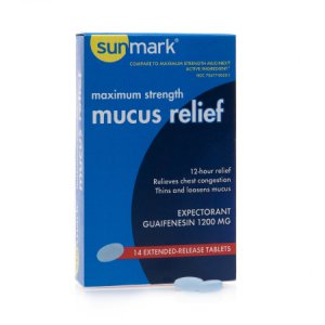 Cold and Cough Relief sunmark   mucus E.R.    1,200 mg Strength Extended Release Tablet 14 per Box
