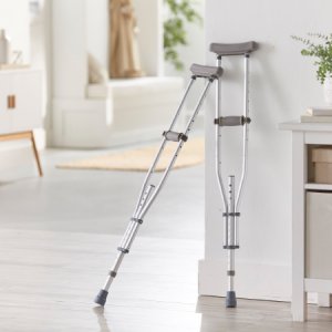 Underarm Crutches McKesson Aluminum Frame Youth / Adult / Tall Adult 300 lbs. Weight Capacity Push Button Adjustment