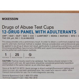 Drugs of Abuse Test McKesson 12-Drug Panel with Adulterants AMP, BAR, BUP, BZO, COC, mAMP/MET, MDMA, MOP300, MTD, OXY, PCP, THC (OX, pH, SG) Urine Sample 25 Tests CLIA Waived