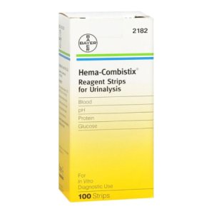 Reagent Test Strips Hema-Combistix   Blood, Glucose, pH, Protein 100 per Bottle