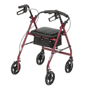 4 Wheel Rollator drive    Red Adjustable Height / Folding Aluminum Frame