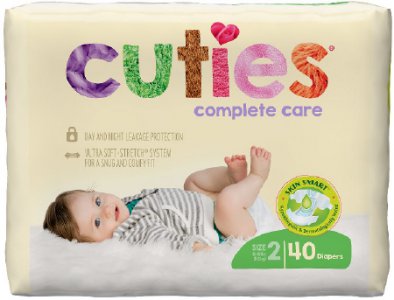 Unisex Baby Diaper Cuties   Complete Care Size 2 Disposable Heavy Absorbency