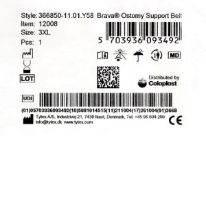 Ostomy Support Belt Brava   3X-Large, 45 to 51 Inch Waist, White