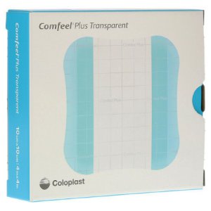 Hydrocolloid Dressing Comfeel   Plus Transparent Thin 4 X 4 Inch Square Sterile